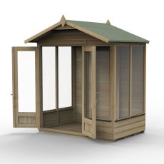 6ft x 4ft Forest Beckwood Summerhouse Pressure Treated - isolated with doors open