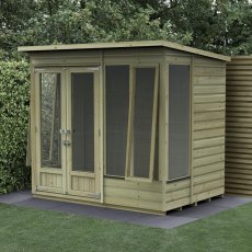 7x5 Forest Beckwood Pent Summerhouse with Double Doors - 25yr Guarantee - Front and side opening windows