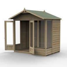 7ft x 5ft Forest Beckwood Summerhouse Pressure Treated - isolated with doors open