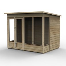 8x6 Forest Beckwood Pent Summerhouse with Double Doors - 25yr Guarantee - isolated angle view