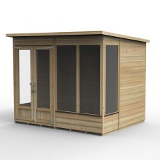 8x6 Forest Beckwood Pent Summerhouse with Double Doors - 25yr Guarantee - isolated angle view