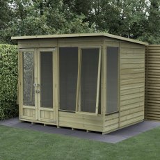 8x6 Forest Beckwood Pent Summerhouse with Double Doors - 25yr Guarantee - two opening windows