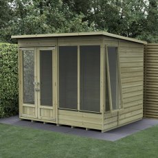8x6 Forest Beckwood Pent Summerhouse with Double Doors - 25yr Guarantee - one window opening