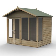 8x6 Forest Beckwood Apex Summerhouse with Double Doors - 25yr Guarantee - isolated angle view, doors closed