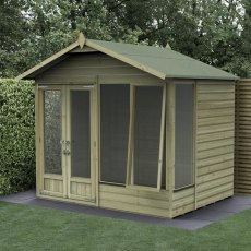 8x6 Forest Beckwood Apex Summerhouse with Double Doors - 25yr Guarantee - front opening window