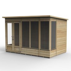 10x6 Forest Beckwood Pent Summerhouse with Double Doors - 25yr Guarantee - isolated angle view,