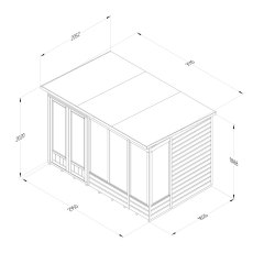 10x6 Forest Beckwood Pent Summerhouse with Double Doors - 25yr Guarantee - dimensions