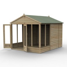 10ft x 8ft Forest Beckwood Summerhouse Pressure Treated - isolated with doors open