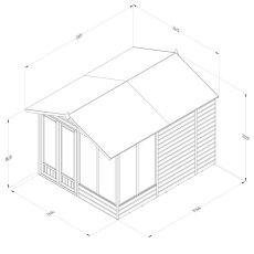 10ft x 8ft Forest Beckwood Summerhouse Pressure Treated - dimensions