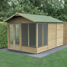 12ft x 8ft Forest Beckwood Summerhouse Pressure Treated - insitu with doors open