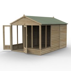 12ft x 8ft Forest Beckwood Summerhouse Pressure Treated - isolated with doors open