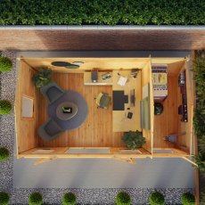 16x10 Mercia Reverse Apex Log Cabin With Side Shed in 19mm Logs - in situ, top view