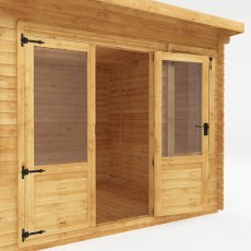 10x10 Mercia Pent Log Cabin in 19mm Logs - doors
