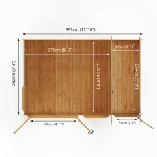 13x10 Mercia Pent Log Cabin With Side Shed in 19mm Logs - footprint