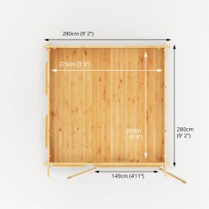 3m x 3m Mercia Studio Pent Log Cabin - 28mm Logs - Footprint