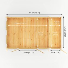 5.1m x 3m Mercia Studio Pent Log Cabin With Side Shed - Footprint