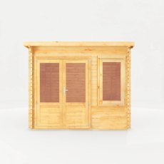 3m X 3m Mercia Elite Pent Log Cabin - 28mm Logs - isolated front view