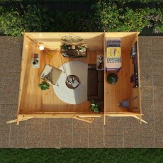 4.1m X 3m Mercia Elite Pent Log Cabin With Side Shed - 28mm Logs - in situ