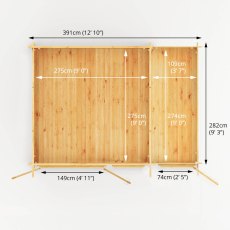 4.1m X 3m Mercia Elite Pent Log Cabin With Side Shed - 28mm Logs - footprint