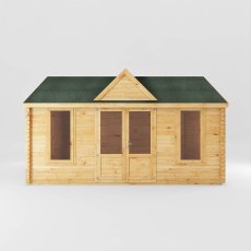 5.3m x 4m Mercia Clock Tower Log Cabin - White Background, Front View
