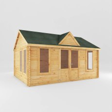 5.3m x 4m Mercia Clock Tower Log Cabin - White Background, Doors Closed