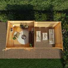 6m X 3m Mercia Elite Pent Log Cabin With Slatted Area - 28mm Logs - in situ, top view