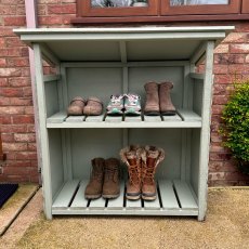3x2 Shire Aveley Pent Double Welly Store - Pressure Treated - in situ, front view