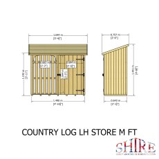 5x2 Shire Country Pent Log Store with Storage - Pressure Treated - dimensions