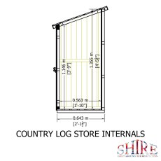 5x2 Shire Country Pent Log Store with Storage - Pressure Treated - internal dimensions