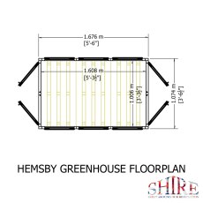 6x4 Shire Hemsby Traditional Wooden Greenhouse - footprint
