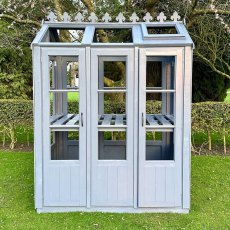 6x4 Shire Hemsby Traditional Wooden Greenhouse - in situ, front view, door closed