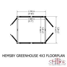 4x4 Shire Hemsby Traditional Wooden Greenhouse - footprint