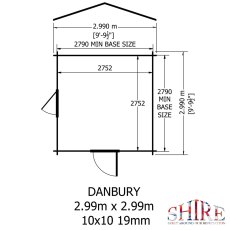 10Gx10 Shire Danbury Log Cabin (19mm Logs) - footprint