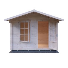 10Gx10 Shire Crinan Log Cabin (19mm Logs) - isolated front view, doors open