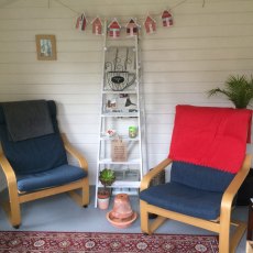 10Gx10 Shire Crinan Log Cabin (19mm Logs) - in situ, chairs