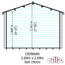 10Gx10 Shire Crinan Log Cabin (19mm Logs) - internal dimensions