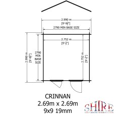 10Gx10 Shire Crinan Log Cabin (19mm Logs) - footprint