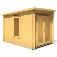 10Gx7 Shire Emneth Pent Log Cabin in 19mm Logs - isolated angle view, all closed