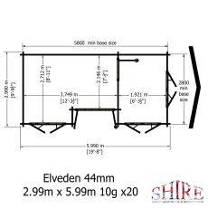 10Gx20 Shire Elveden Log Cabin in 44mm logs - footprint