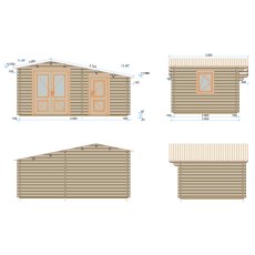 16Gx10 Shire Deko Log Cabin in 44mm Logs - dimensions