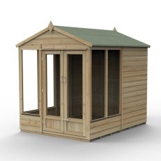 8x6 Forest Beckwood Apex Summerhouse with Double Doors - 25yr Guarantee - isolated angle view