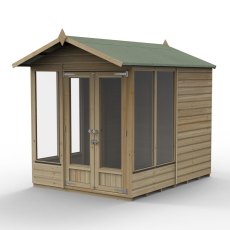 8x6 Forest Beckwood Apex Summerhouse with Double Doors - 25yr Guarantee - isolated angle view