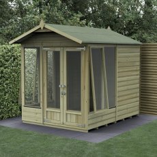 8x6 Forest Beckwood Apex Summerhouse with Double Doors - 25yr Guarantee - two window open