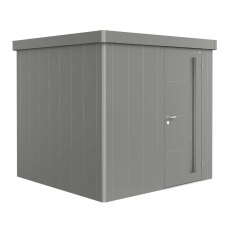 8x8 Biohort Neo 2B Metal Shed - Single Door in metallic quartz grey