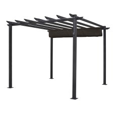 Rowlinson Latina Metal Pergola in Grey 3mx3m isolated roof open