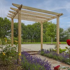 Rowlinson Wooden Pergola 2.4mx2.4m - displayed as a entry to another part of the garden