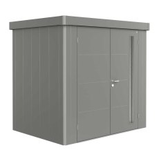 8x6 Biohort Neo 1B Metal Shed - Double Door in metallic quartz grey