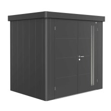 8x6 Biohort Neo 1B Metal Shed - Double Door in metallic dark grey