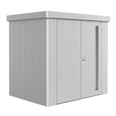 8x6 Biohort Neo 1B Metal Shed - Double Door in metallic silver