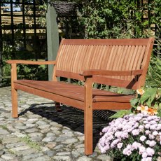 1.5m Rowlinson Willington Bench - in situ, side angle view